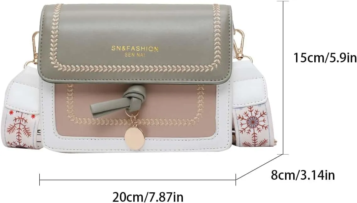 Floerns Women's Crossbody Purse Colorblock Pu Leather Flap Shoulder Handbag Purse