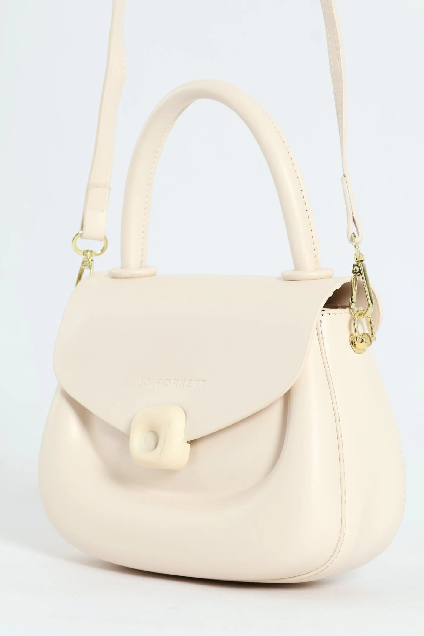 Florence Flap Bag With Top Handle - Beige