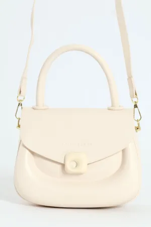 Florence Flap Bag With Top Handle - Beige