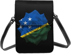 Flowers Solomon Islanders Flag Small Crossbody Bag Is A Shoulder Bag Designed For Women And Girls Cell Phone Crossbody Wallet Purses With Card Slots Adjustable Strap