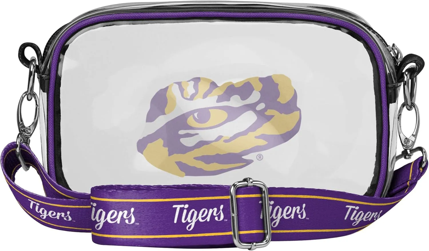 FOCO NCAA College Team Logo Stripe Clear Crossbody Bag