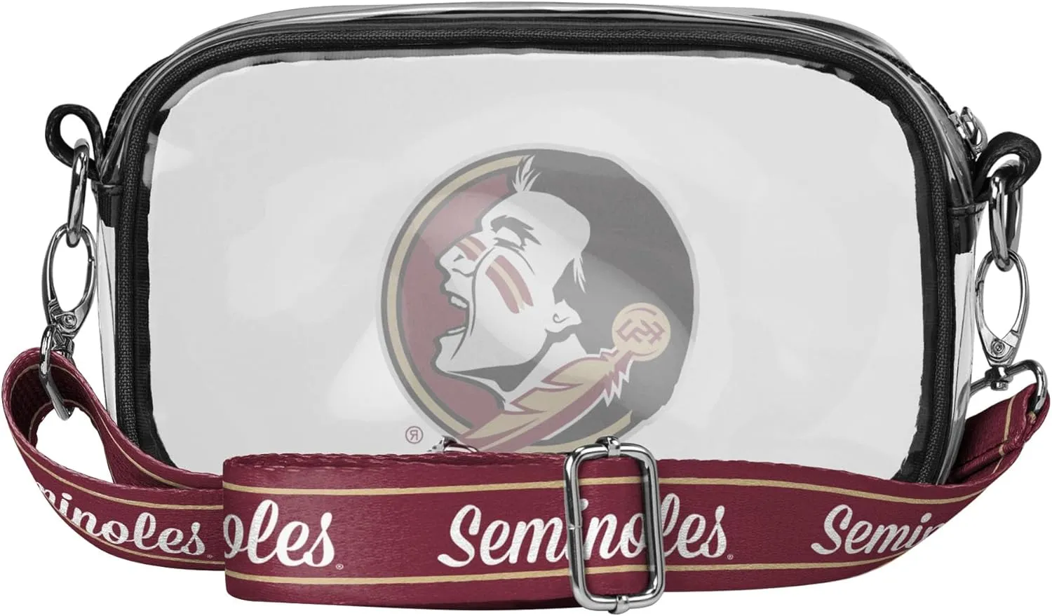 FOCO NCAA College Team Logo Stripe Clear Crossbody Bag