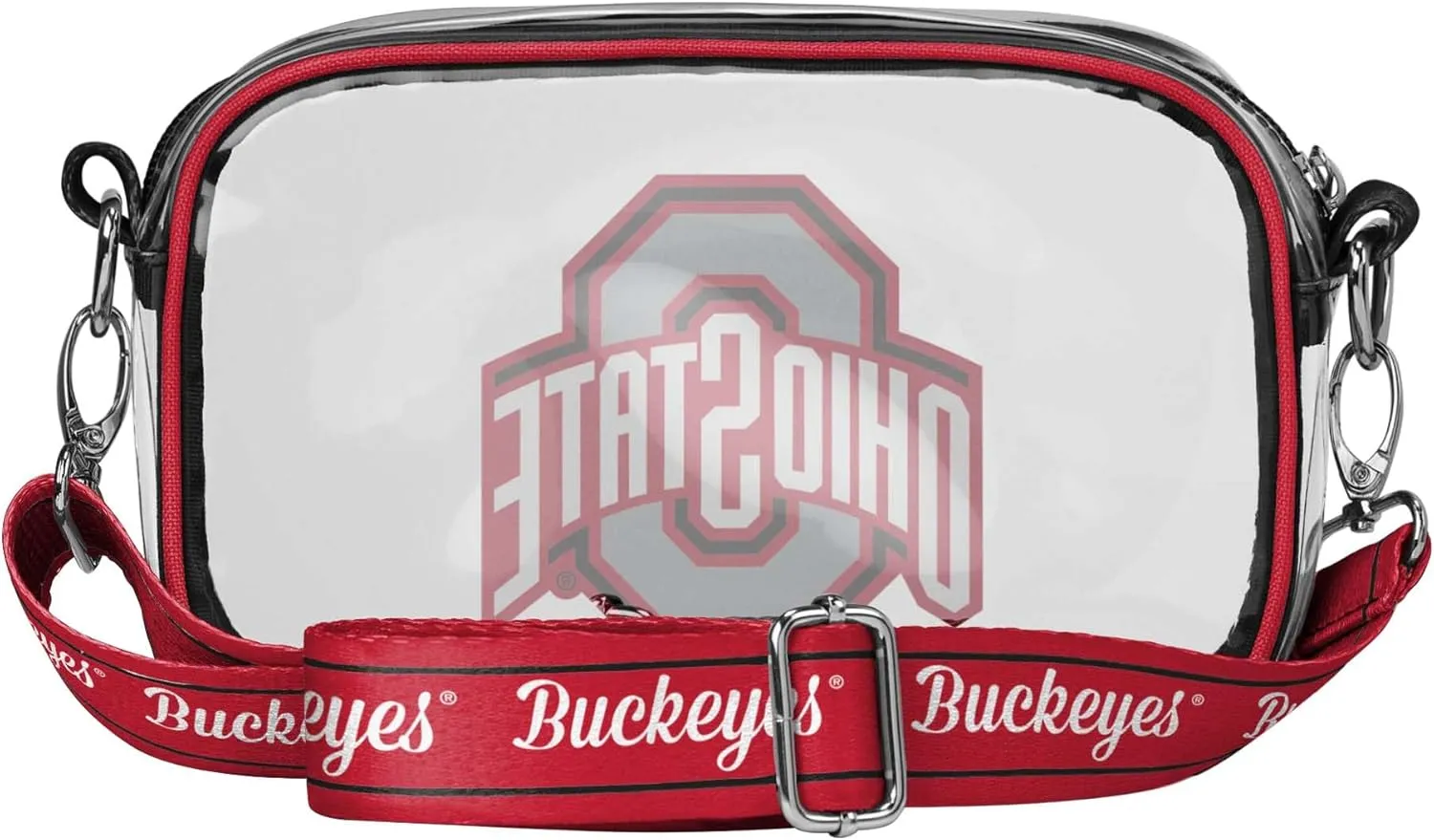 FOCO NCAA College Team Logo Stripe Clear Crossbody Bag