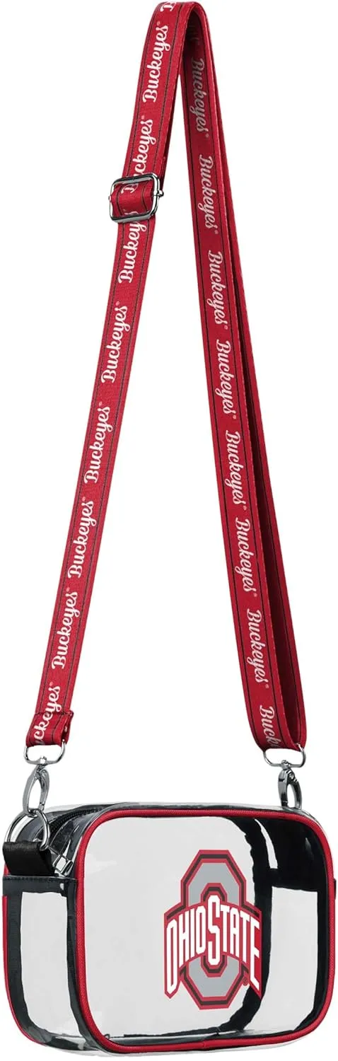 FOCO NCAA College Team Logo Stripe Clear Crossbody Bag