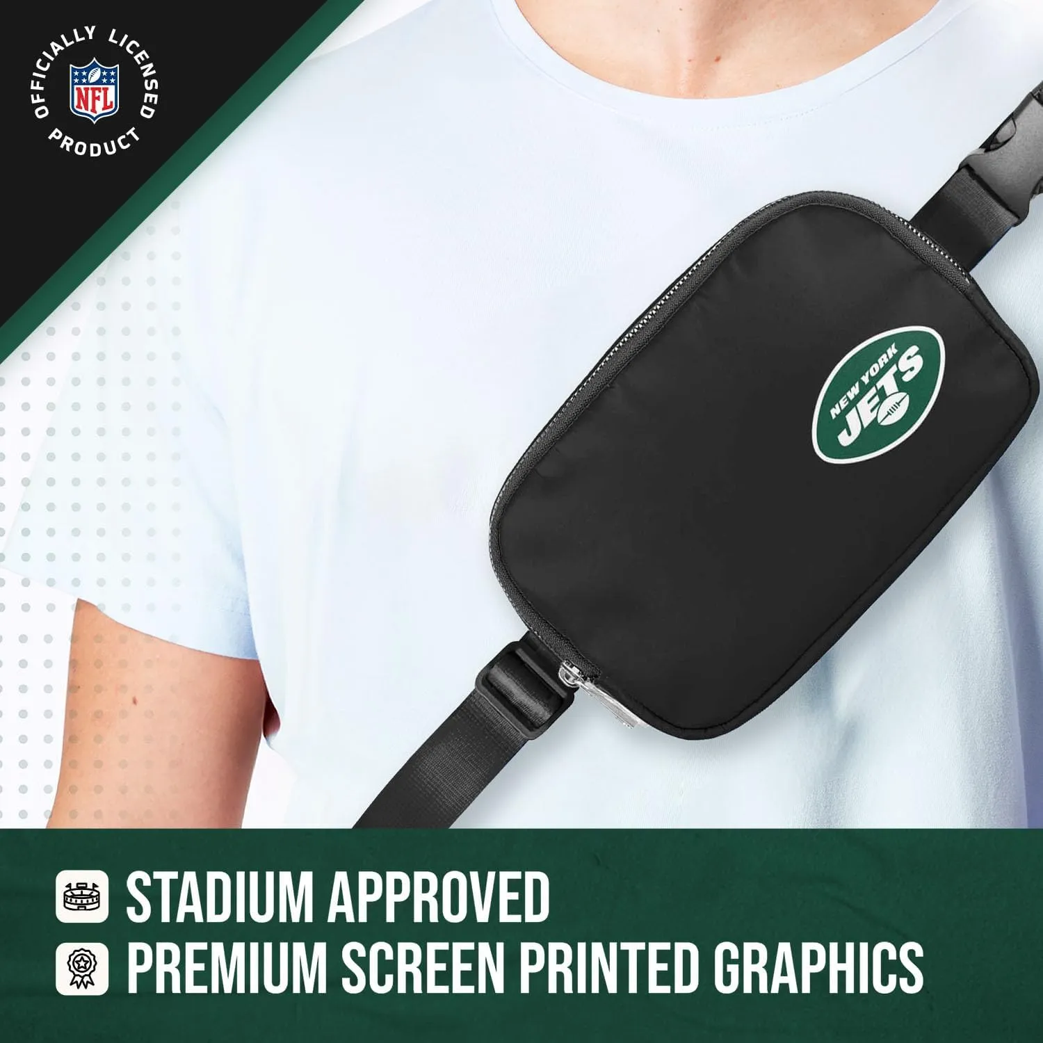 FOCO NFL Gameday On The Move Crossbody Belt Bag - Officially Licensed - Stadium Approved - Adjustable & Stylish