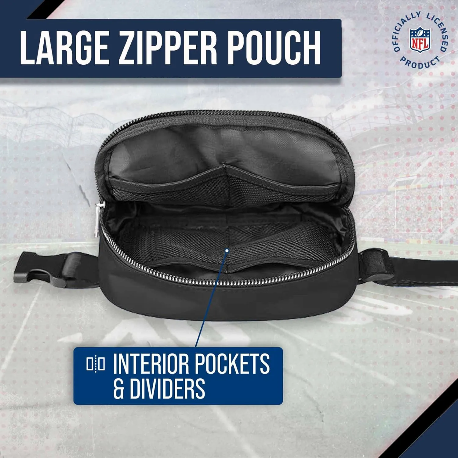 FOCO NFL Gameday On The Move Crossbody Belt Bag - Officially Licensed - Stadium Approved - Adjustable & Stylish