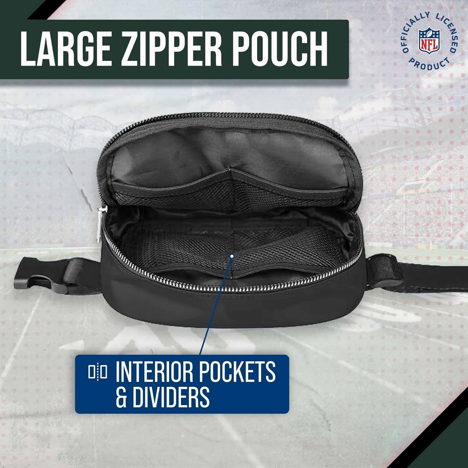 FOCO NFL Gameday On The Move Crossbody Belt Bag - Officially Licensed - Stadium Approved - Adjustable & Stylish