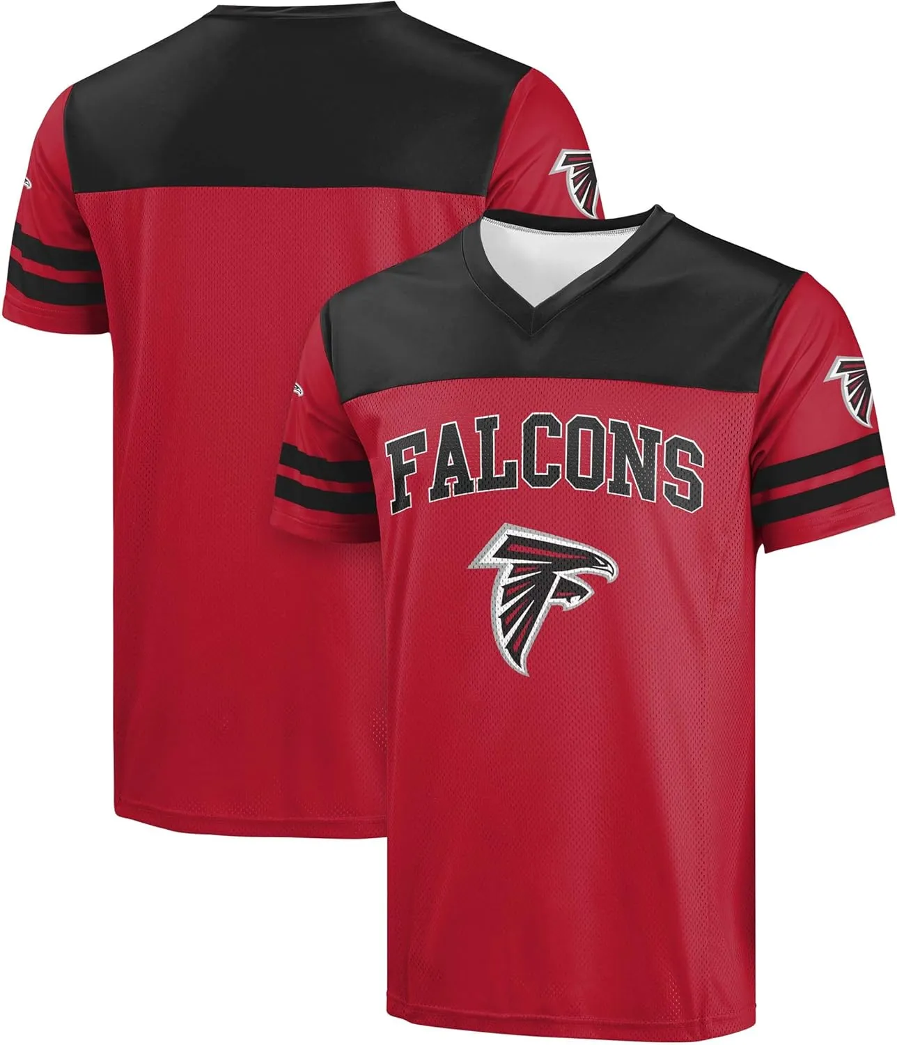 FOCO NFL Men's Officially Licensed Primary Logo Team Color Wordmark Game Day V-Neck Football Jersey