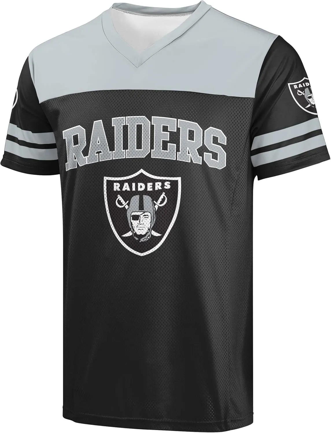 FOCO NFL Men's Officially Licensed Primary Logo Team Color Wordmark Game Day V-Neck Football Jersey
