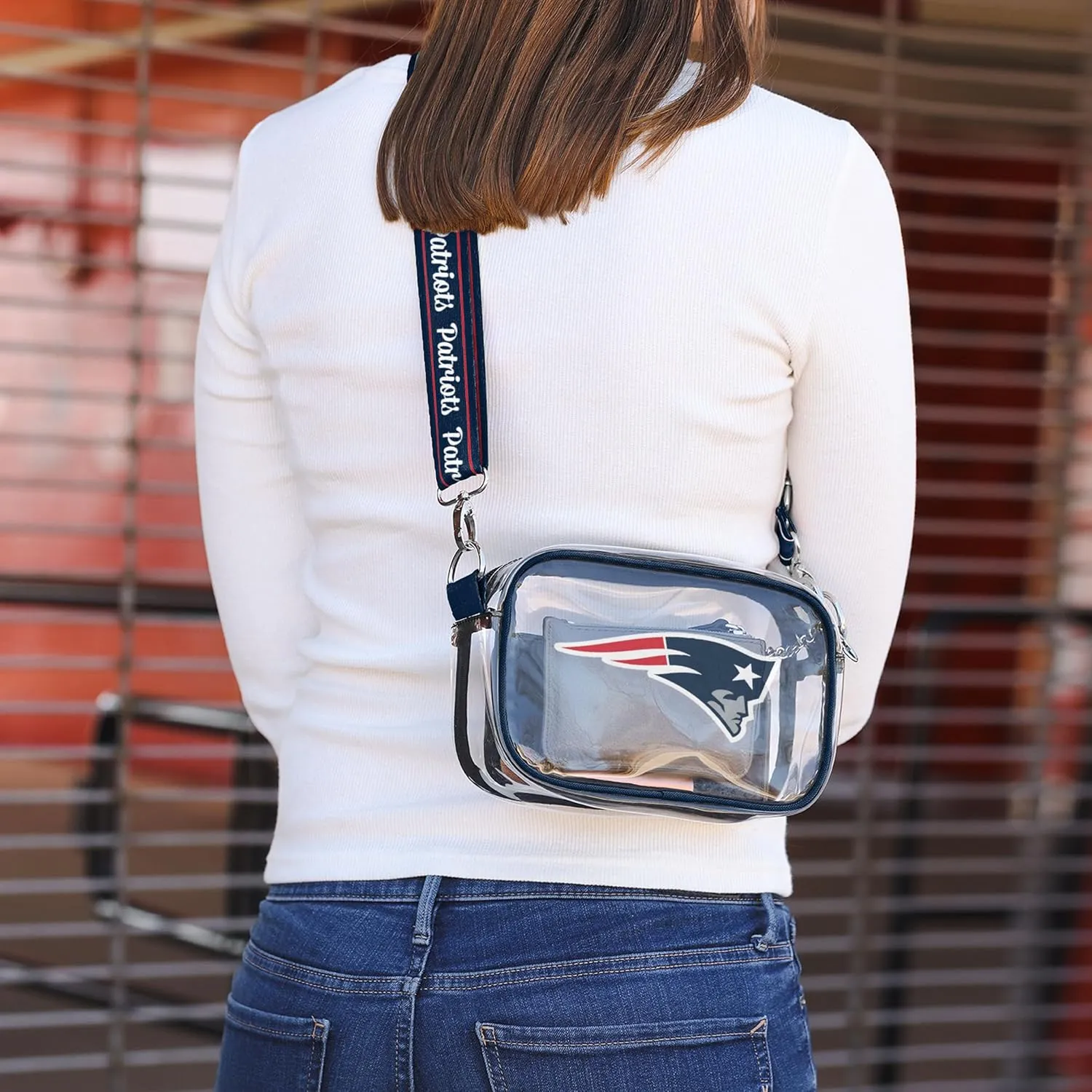 FOCO NFL Team Logo Stripe Clear Crossbody Bag