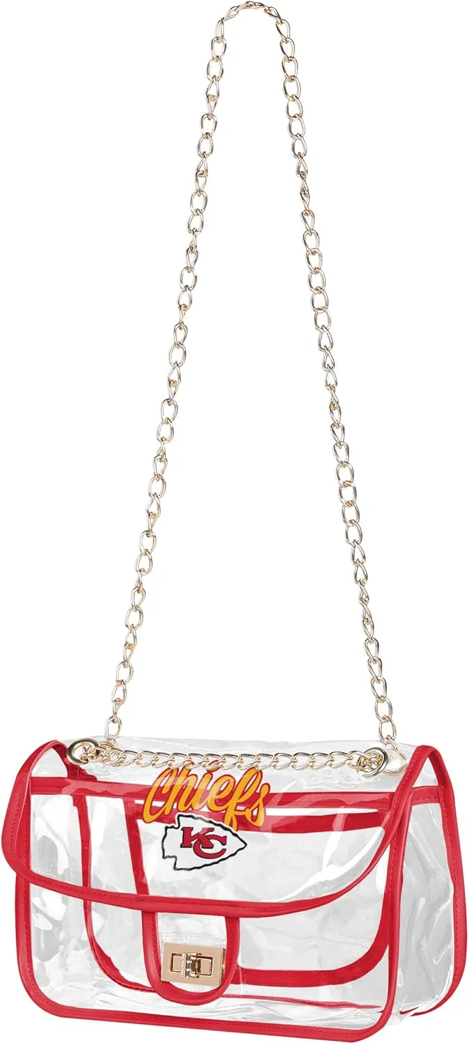 FOCO NFL Team Stadium Ladies Fashion Clear Crossbody Chain Bag