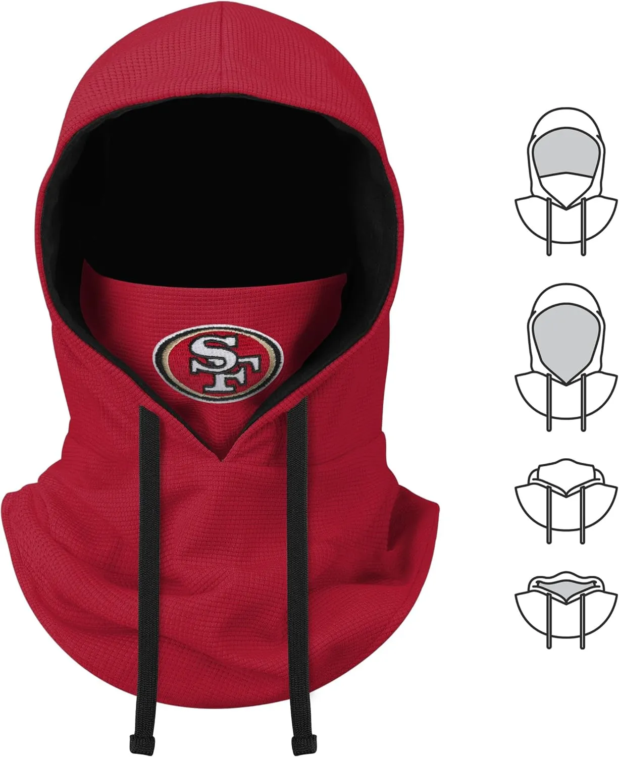 FOCO NFL unisex-adult Nfl Team Logo Waffle Drawstring Winter Cap Hooded Gaiter Balaclava Face Cover