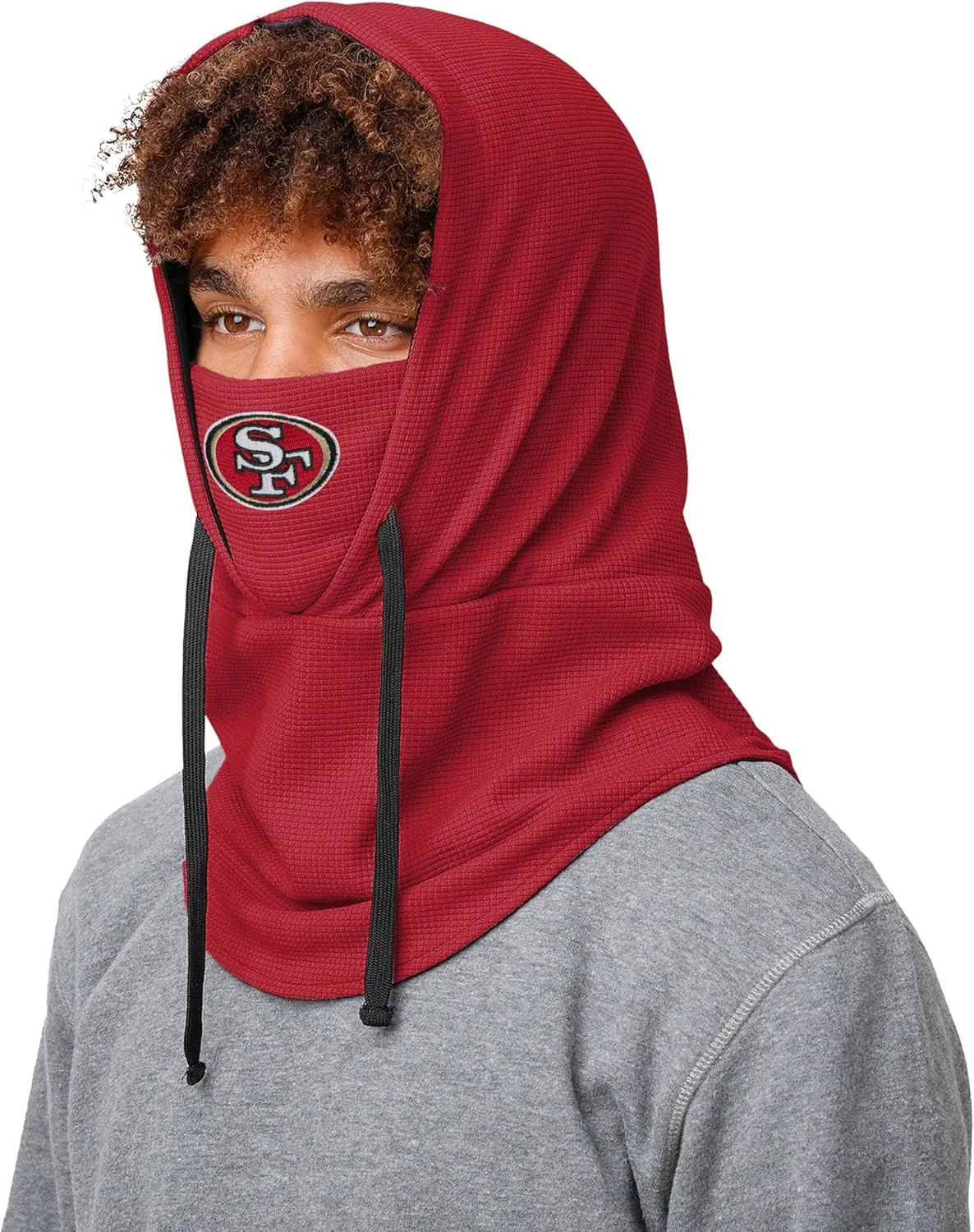 FOCO NFL unisex-adult Nfl Team Logo Waffle Drawstring Winter Cap Hooded Gaiter Balaclava Face Cover