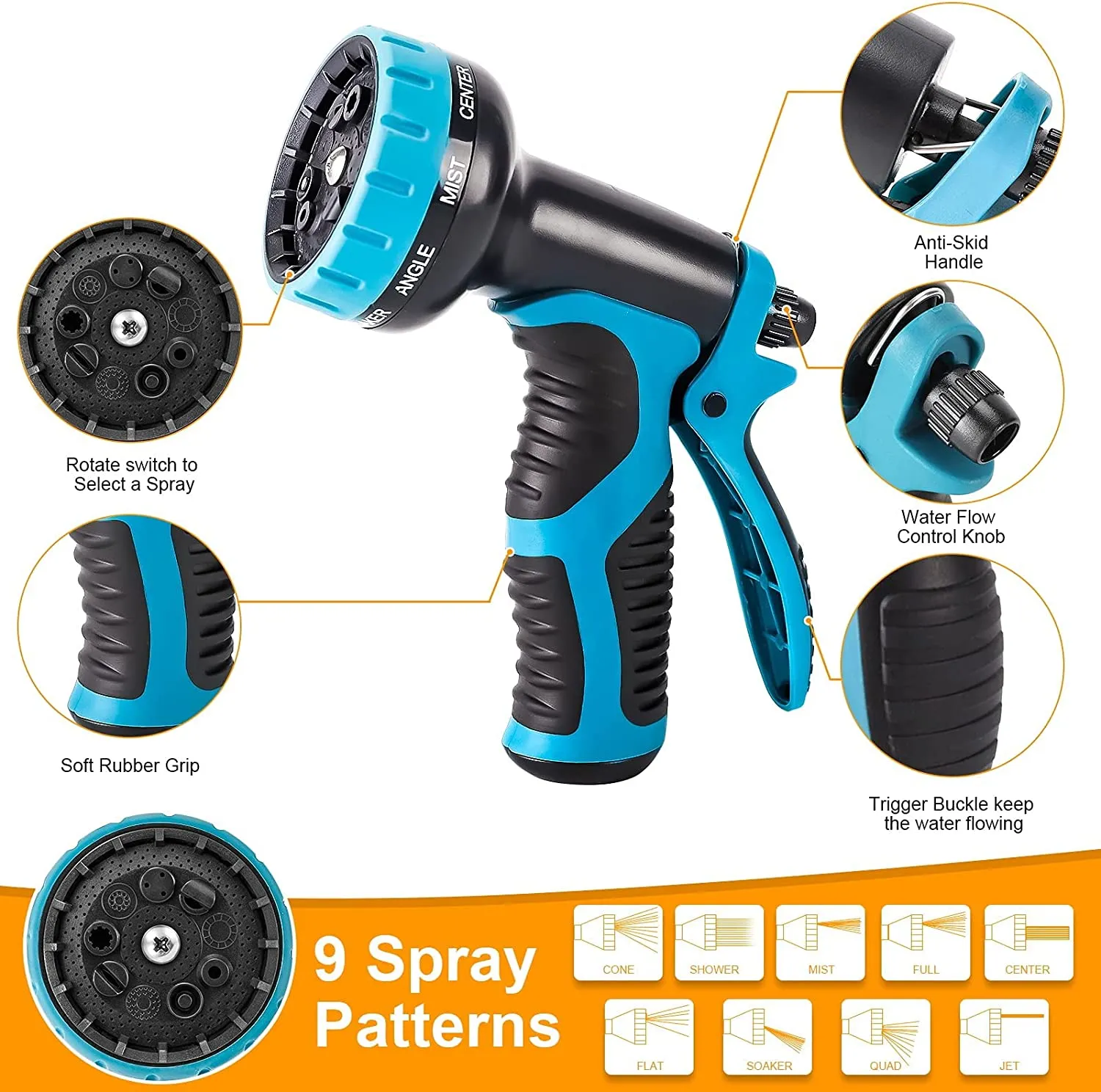 Folixitar Colrasn 100FT Expandable Garden Hose, Durable Flexible Water Hose, 9 Function Spray Hose Nozzle, 3/4" Solid Brass Connectors, Extra Strength Fabric, Lightweight Expanding Hose