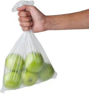Food Storage Bags, 10" X 15" Clear Plastic Produce Bag for Fruits, Vegetable, Kitchen Bags On a Roll with Free Ties, (2 Roll)