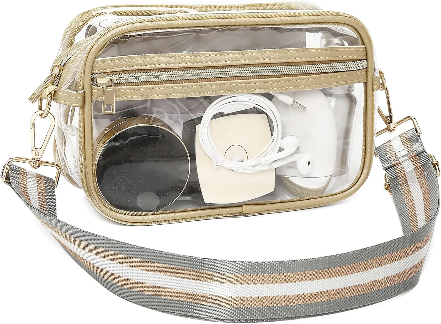 FOXLOVER Clear Bags for Women Stadium Approved Clear Purses Small Crossbody Bags Trendy for Concerts Sports