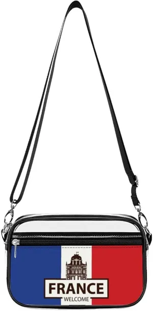 France Welcome Flag Clear Stadium Crossbody Bag Small Shoulder Purse Adjustable Strap Handbag for Women Men