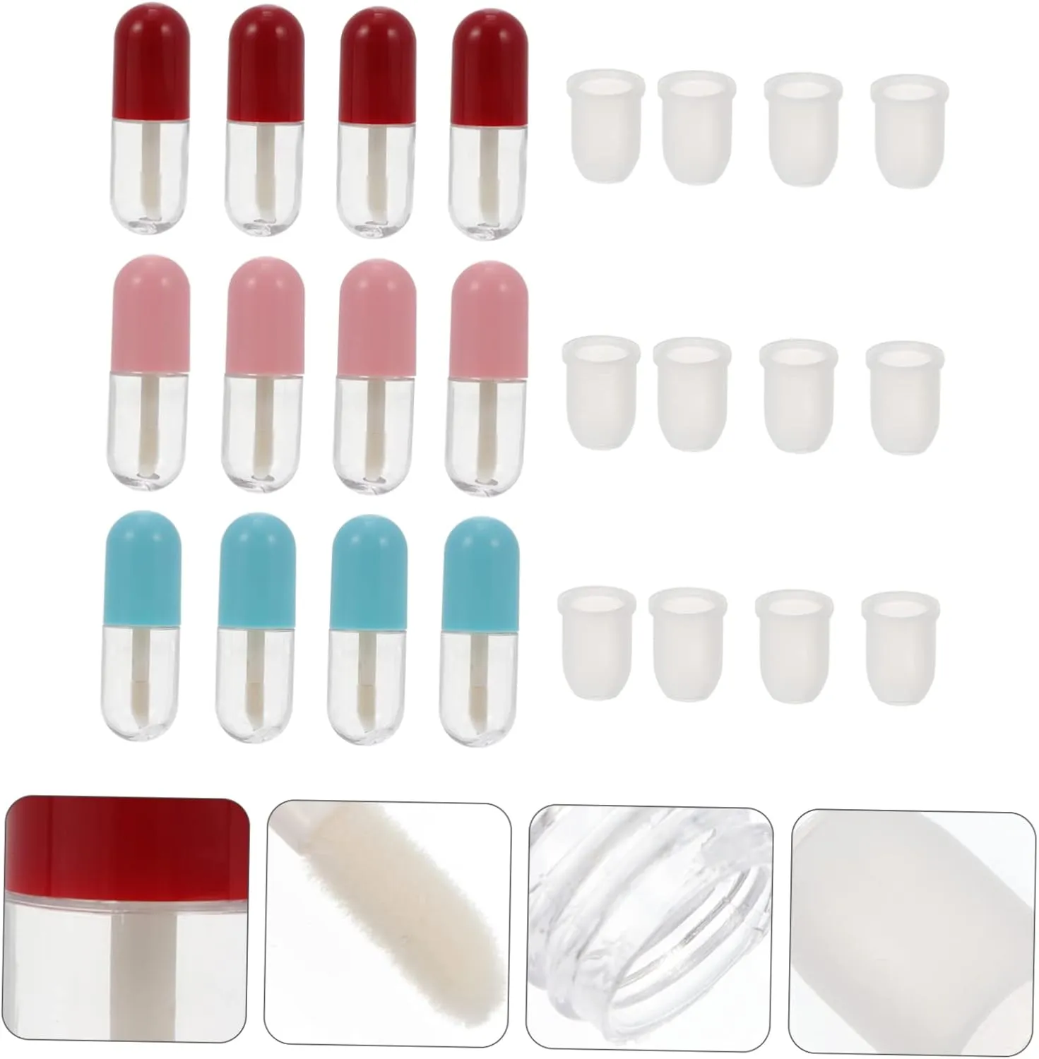 FRCOLOR 3sets Mini Capsule Lip Gloss Tube Portable Refillable Empty Containers for DIY Cosmetics Lip Oil Lotion Stylish and Leak Design for Handbags and Purses 12pcs*3
