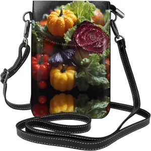 Fresh Cabbage Lightweight leather crossbody phone bag, women's shoulder bag cell phone wallet, travel bag with credit card slots,