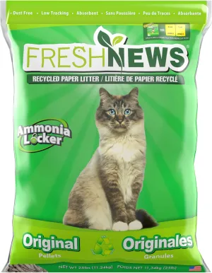 Fresh News Recycled Paper, Original Pellet Cat Litter, 25 Pound