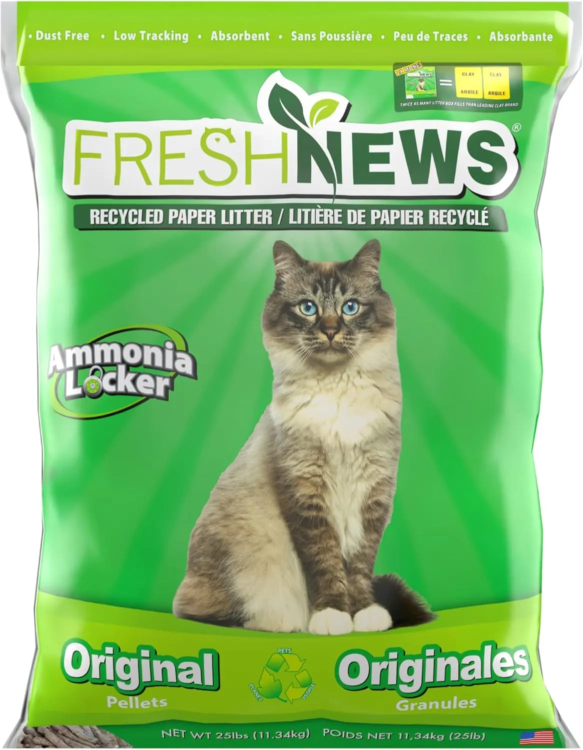 Fresh News Recycled Paper, Original Pellet Cat Litter, 25 Pound