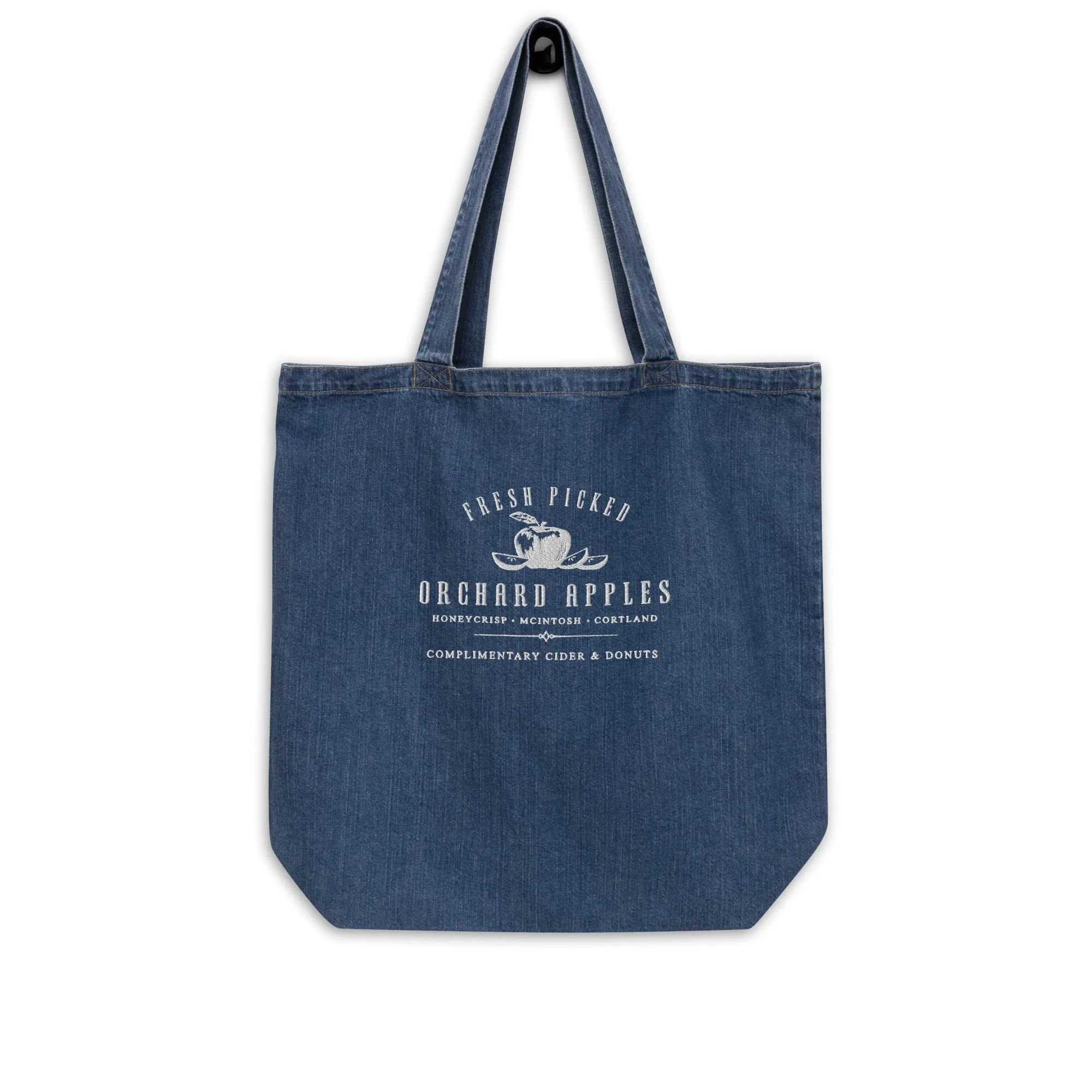 Fresh Picked Organic Apples denim tote bag