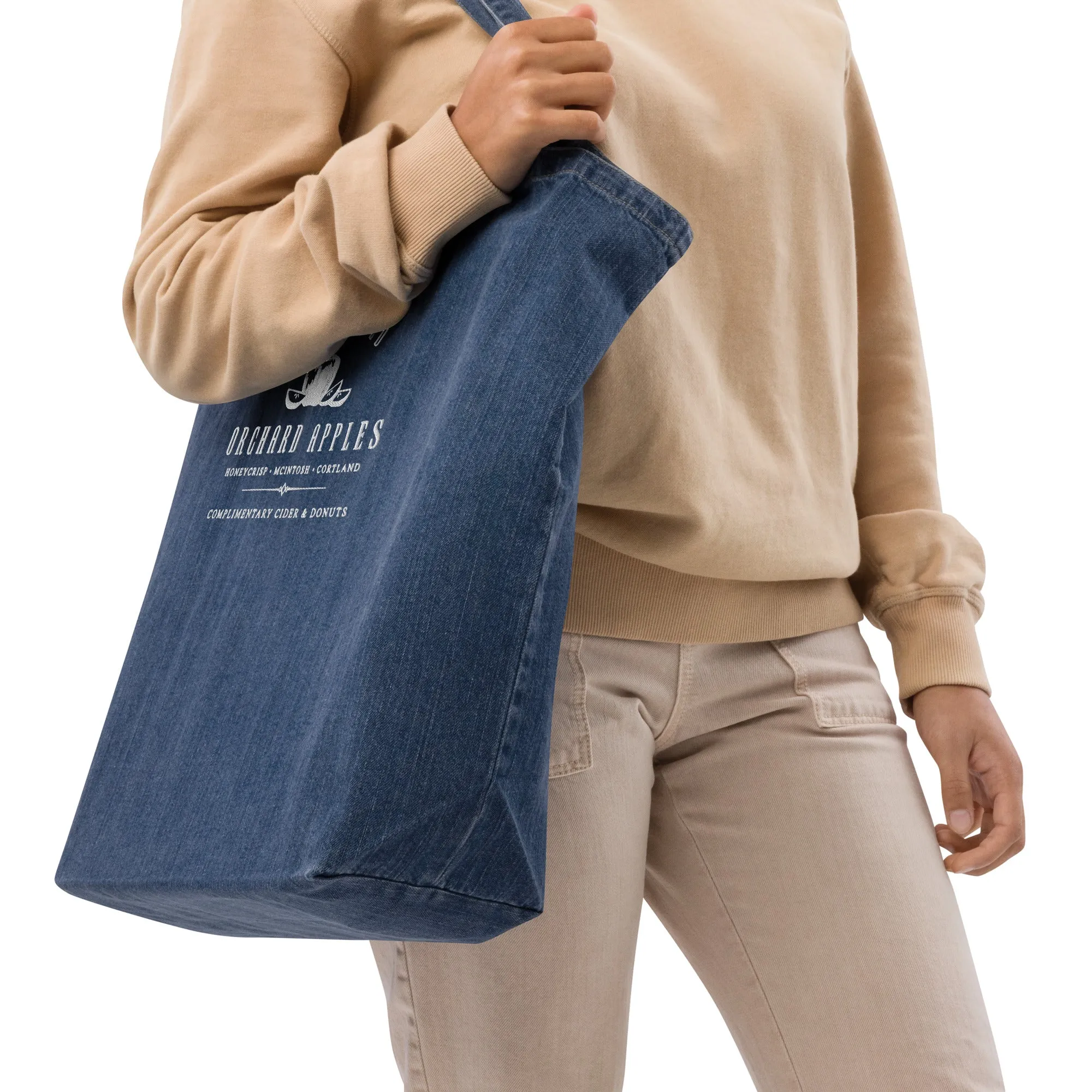 Fresh Picked Organic Apples denim tote bag