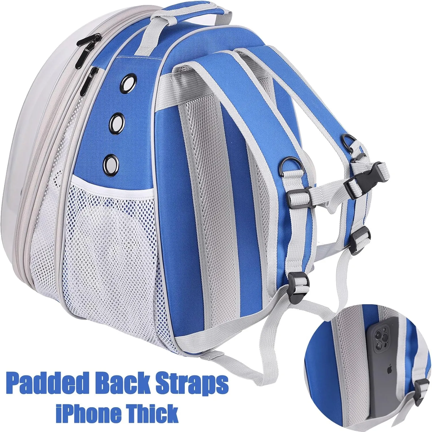 Front Expandable Cat Backpack Carrier, Fit up to 20 lbs, Space Capsule Astronaut Bubble Window Pet Backpack to Carry and Transport Large Cat and Small Puppy Blue