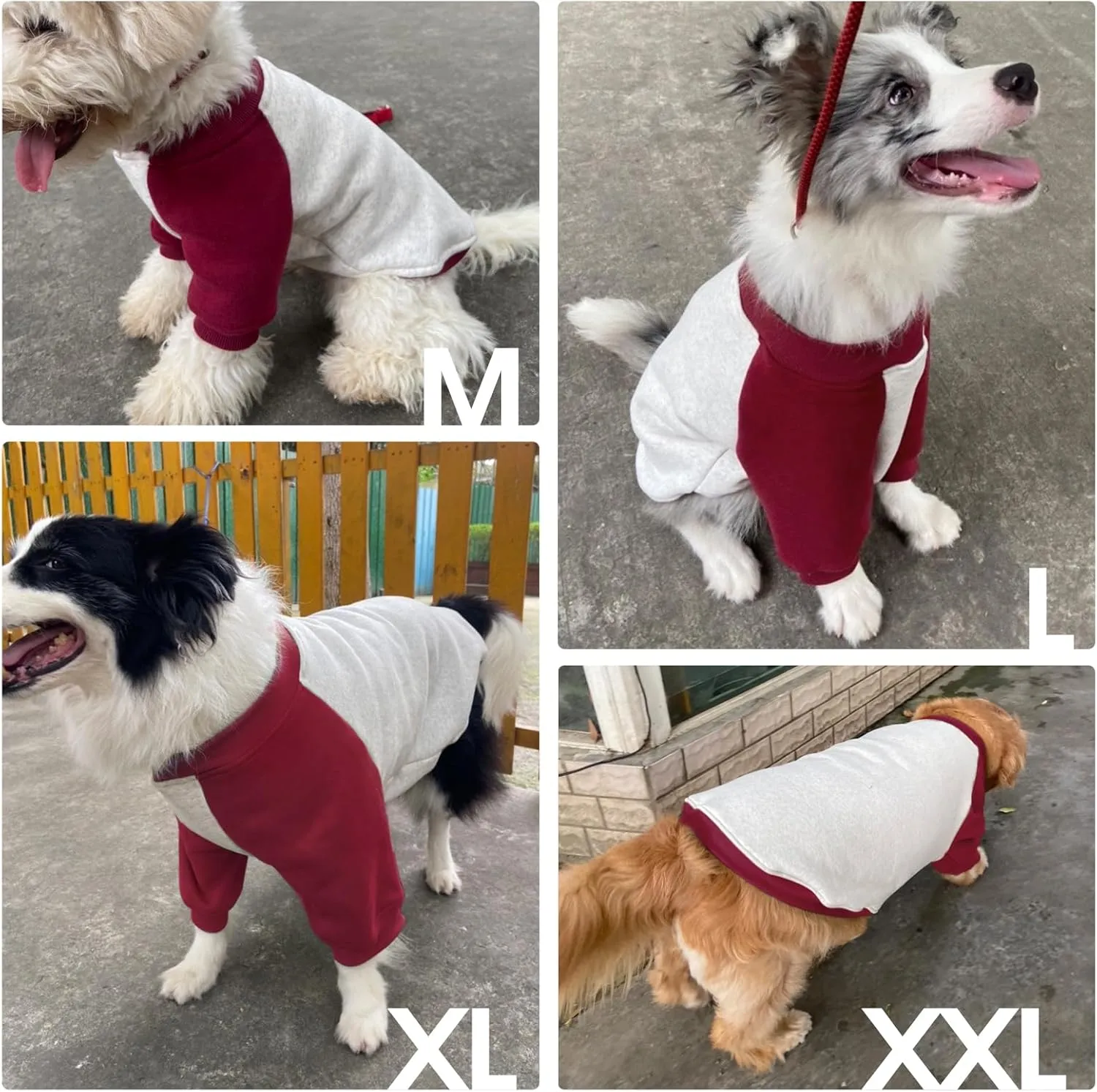 FUAMEY Extra Large Dog Fleece Sweater - Warm Pullover Sweatshirt for Cold Weather, Thickening Dog Apparel for Labrador, Golden Retriever, Red XL