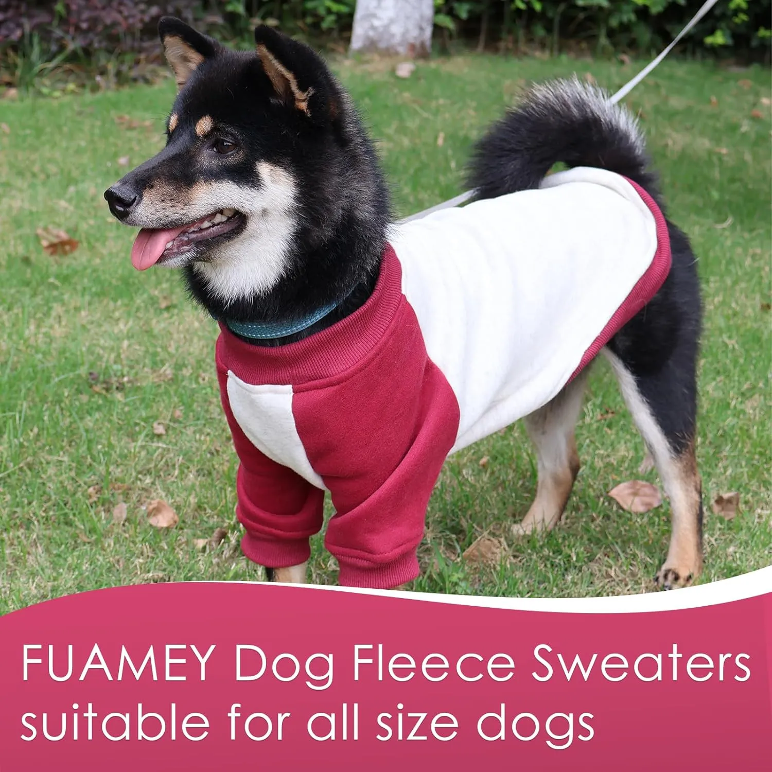 FUAMEY Extra Large Dog Fleece Sweater - Warm Pullover Sweatshirt for Cold Weather, Thickening Dog Apparel for Labrador, Golden Retriever, Red XL