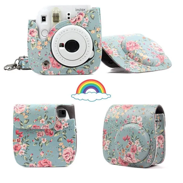 Fujifilm Instax Mini Camera Case Bag PU Leather Cover with Shoulder Strap For Instax Mini 9 Mini 8 Mini 8  Instant Film Cameras