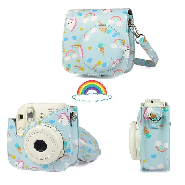 Fujifilm Instax Mini Camera Case Bag PU Leather Cover with Shoulder Strap For Instax Mini 9 Mini 8 Mini 8  Instant Film Cameras