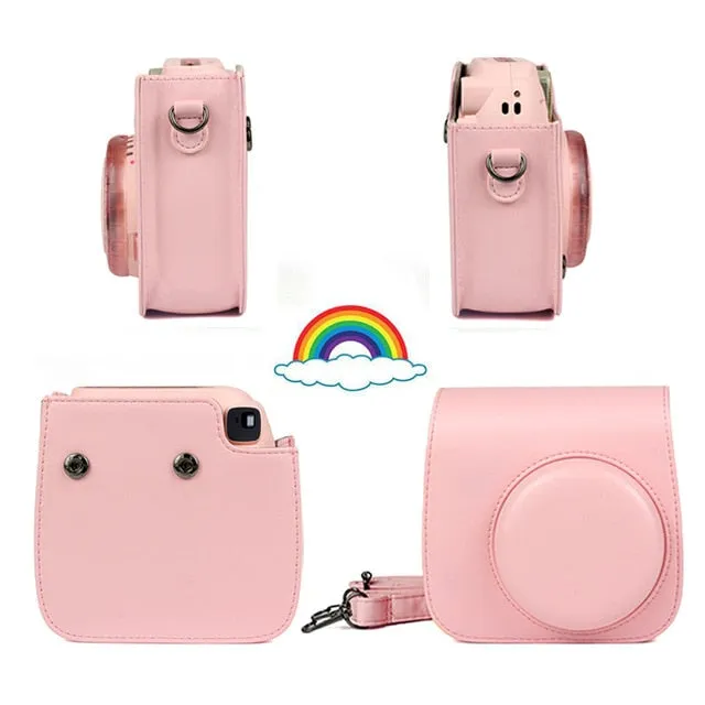 Fujifilm Instax Mini Camera Case Bag PU Leather Cover with Shoulder Strap For Instax Mini 9 Mini 8 Mini 8  Instant Film Cameras