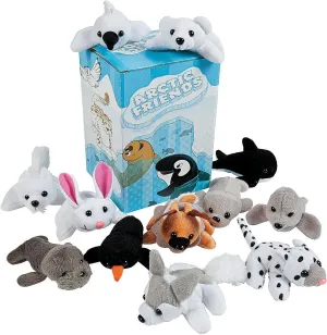 Fun Express Mini Arctic Friends Stuffed Animal Assortment - Cute Arctic Animals Including Wolves Seals Penguins Polar Bears & More - Ideal for Parties Gifts Decorations and Playtime - 24 Pieces