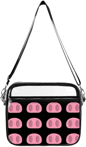 Funny Noses Clear Stadium Bag Clear Messenger Bag Shoulder Bag with 2 Compartments Clear Crossbody Bag