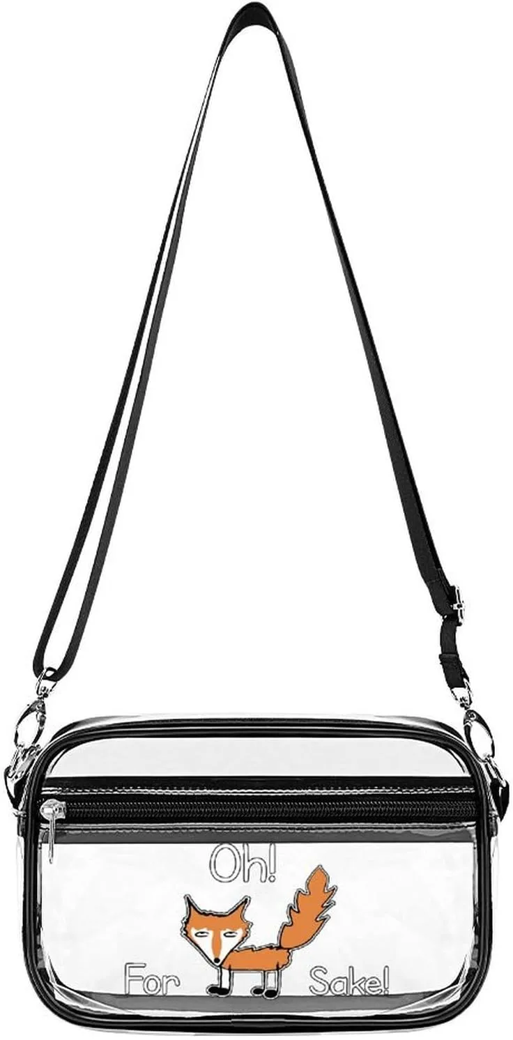 Funny Quote for Fox Sake Clear Purse Stadium Crossbody Bags for Women and Men Adjustable Shoulder Handbags