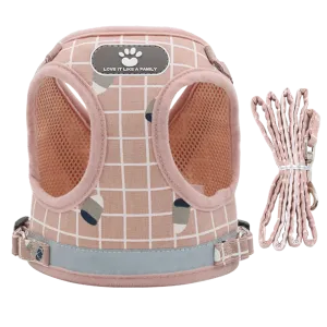 Furbulous No Pull Cat Small Dog Harness and Lead Set Adjustable Reflective Step-in Vest Harnesses Mesh Padded Plaid Escape Proof Puppy Jacket