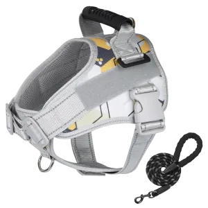Furbulous No Pull Dog Harness Adjustable Pet Harness Reflective Explosion-proof Shock Dog Harness with 1.5m Lead - Yellow Large