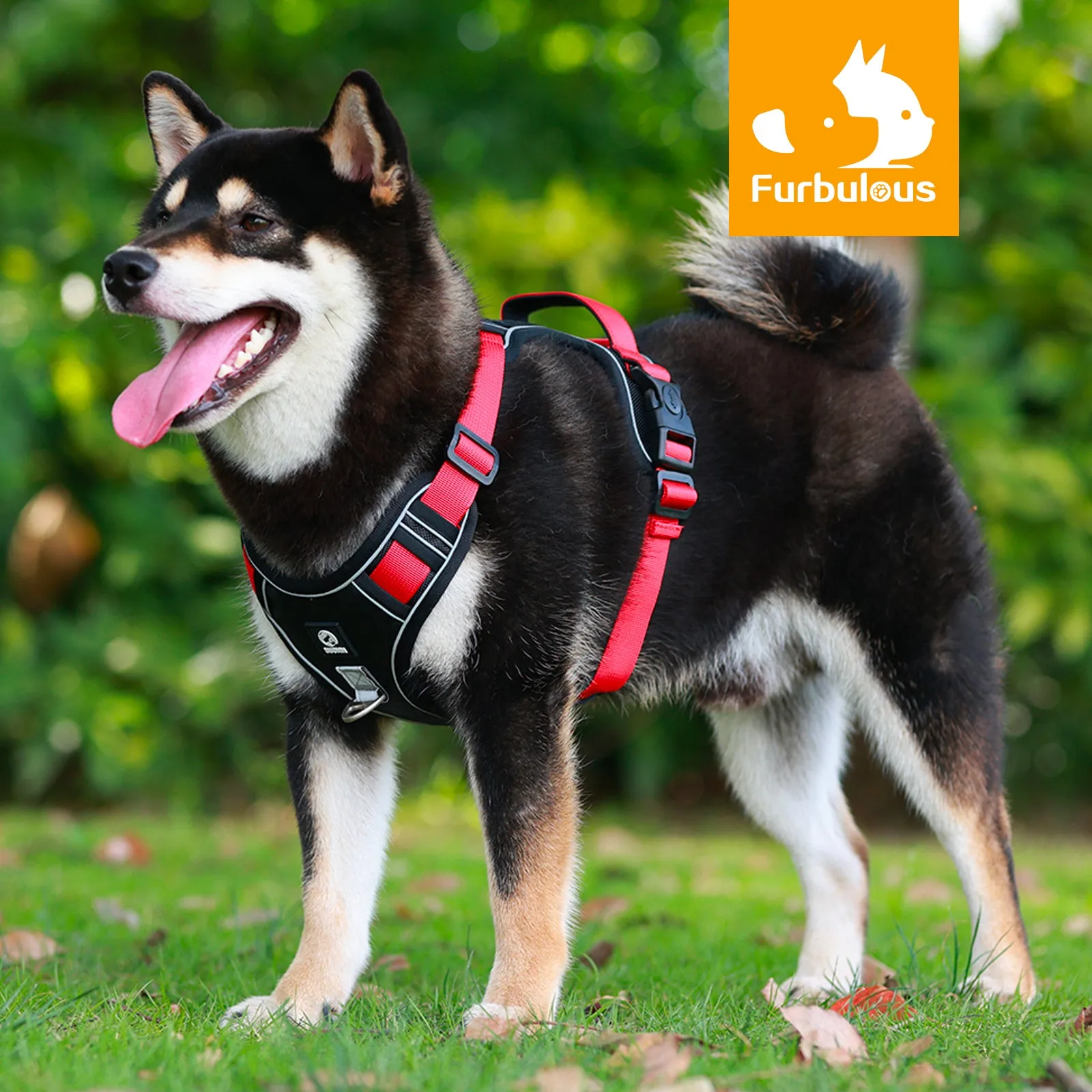 Furbulous Tactical Dog Harness Adjustable No Pull Pet Harness Reflective Working Training Dog Harness with 1.5m Lead