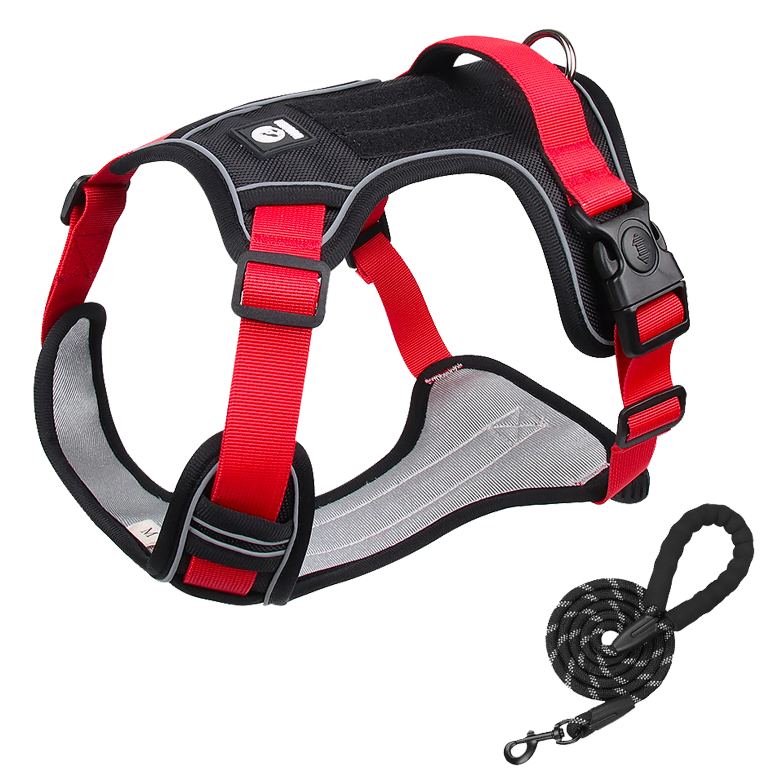 Furbulous Tactical Dog Harness Adjustable No Pull Pet Harness Reflective Working Training Dog Harness with 1.5m Lead