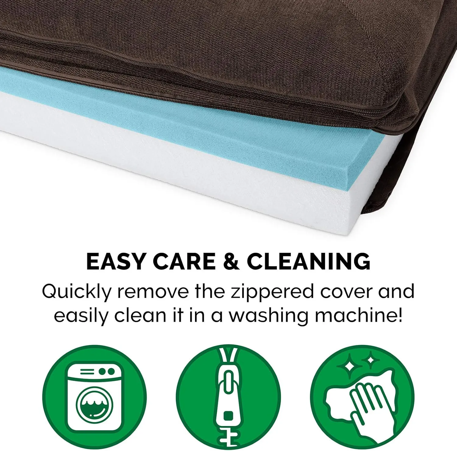 Furhaven Cooling Gel Dog Bed for Medium/Small Dogs w/ Removable Bolsters & Washable Cover, For Dogs Up to 35 lbs - Sherpa & Chenille Sofa - Coffee, Medium