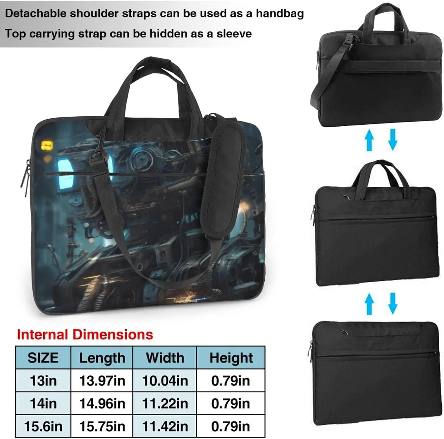 Future Robot Laptop Shoulder Bag, Ultra Slim And Portable, With Padded Shoulder Strap And Handleã€‚