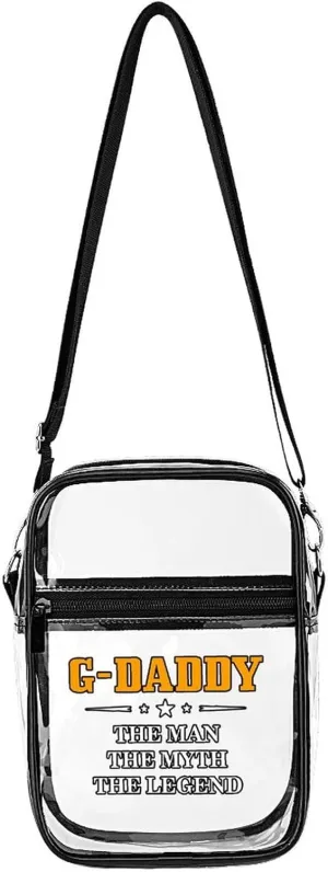 G-Daddy The Man The Myth The Legend Clear Purse Stadium Crossbody Bags with Adjustable and Removable Strap Shoulder Handbags