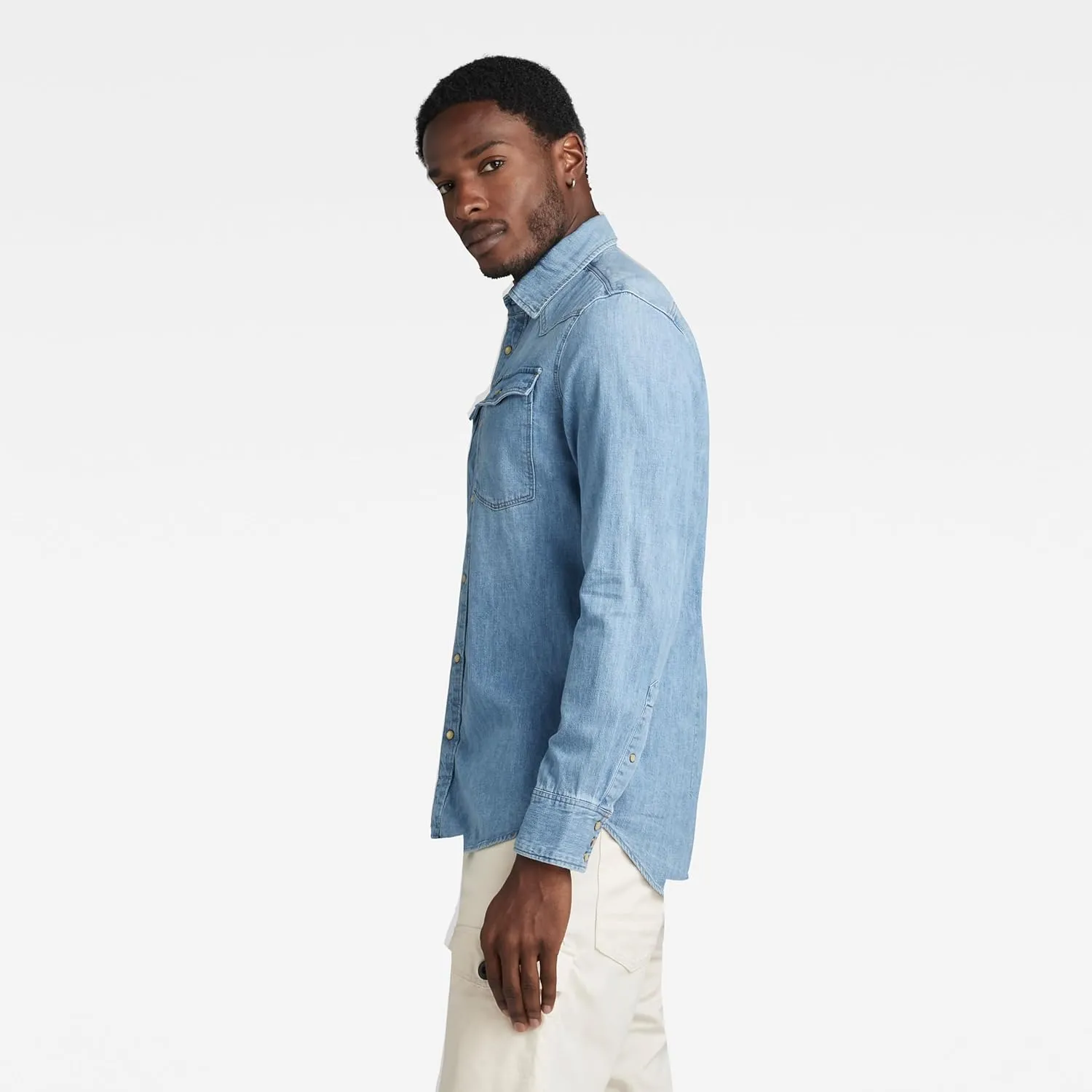 G-STAR Raw Men's 3301 Western Denim Long Sleeve Slim Fit Shirt-Closeout