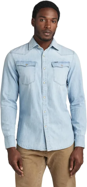 G-STAR Raw Men's 3301 Western Denim Long Sleeve Slim Fit Shirt-Closeout