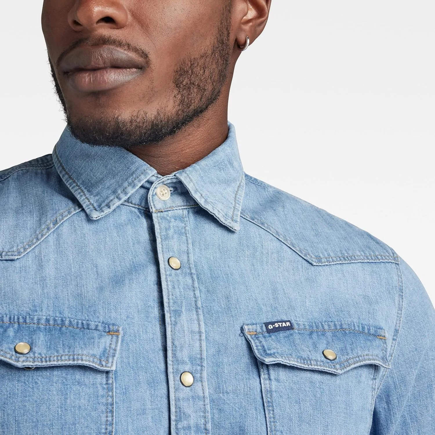 G-STAR Raw Men's 3301 Western Denim Long Sleeve Slim Fit Shirt-Closeout