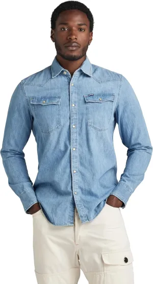 G-STAR Raw Men's 3301 Western Denim Long Sleeve Slim Fit Shirt-Closeout