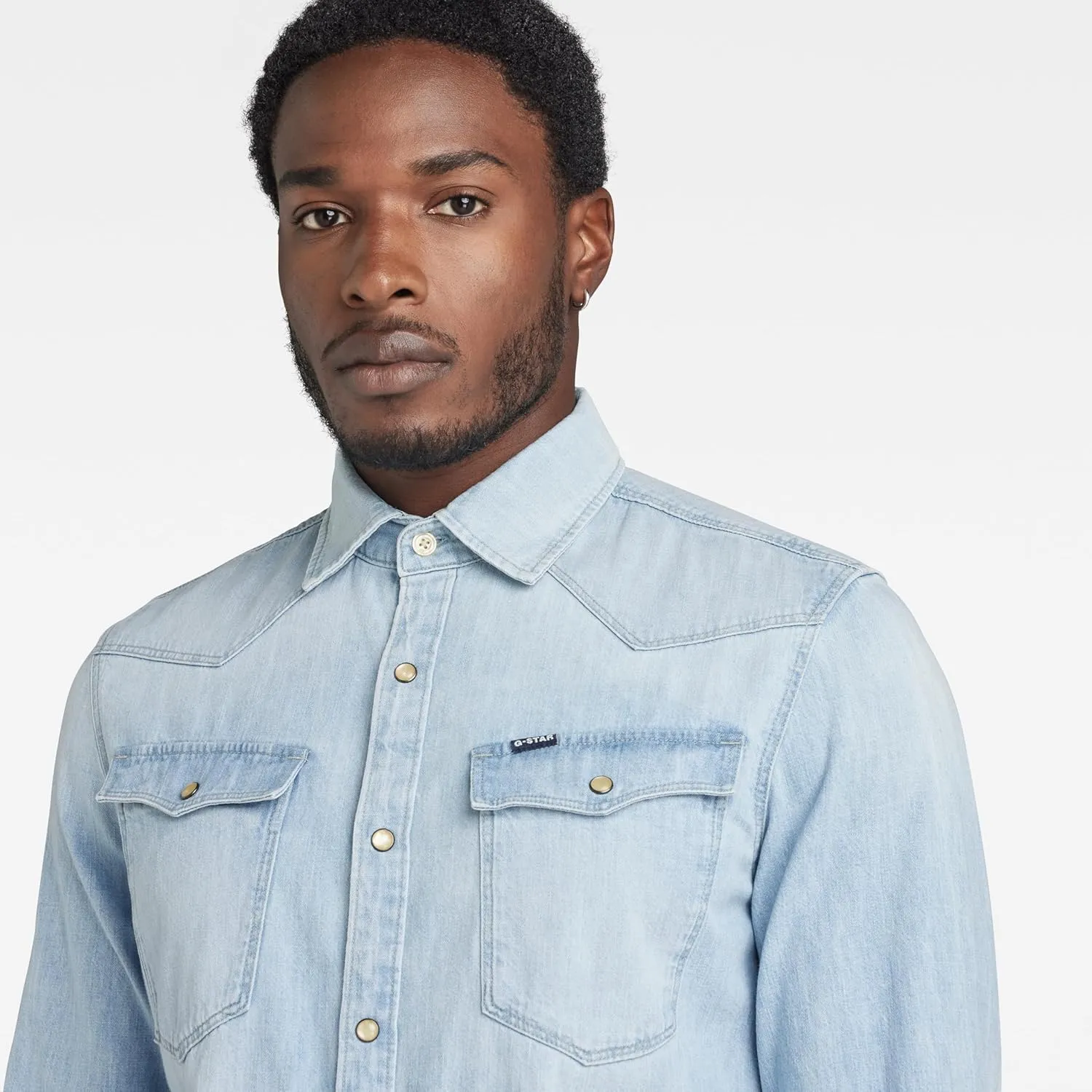 G-STAR Raw Men's 3301 Western Denim Long Sleeve Slim Fit Shirt-Closeout