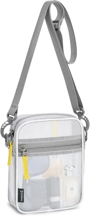 G4Free Clear Bag Stadium Approved, Clear Sling Mesh Bag for Women Men, Crossbody for Concerts Sports Events Festivals(White)