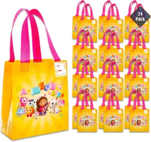 Gabby's Dollhouse Party Favor Bag Set – 24 Pack of 8" Gabby Party Goodie Bags for Kids Bulk Reusable Totes | Gabby's Dollhouse Birthday Party Supplies